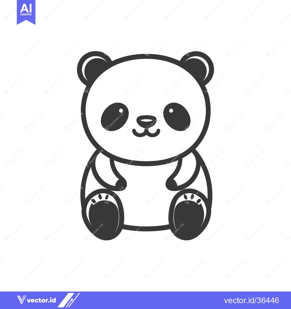 Premium Vector dari A Simple Black And White Cartoon Depiction of a Panda Bear