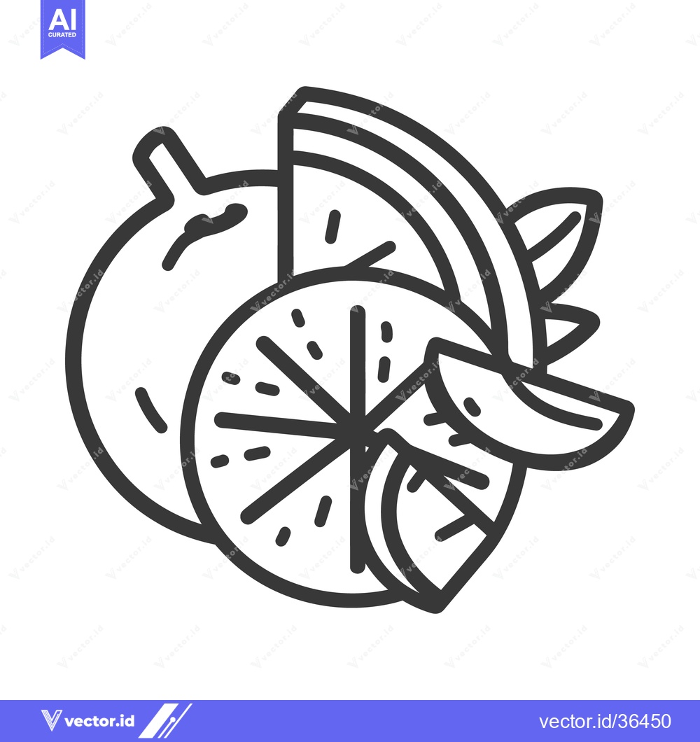 Premium Vector of An illustrated drawing of various cut citrus fruits and leaves