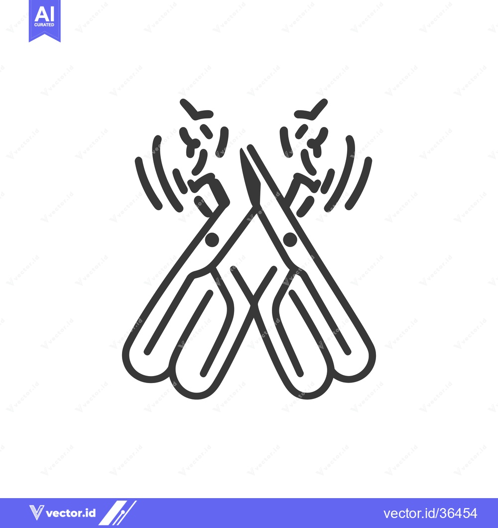 Premium Vector dari Crossed scissors cutting something small with speed and sharpness