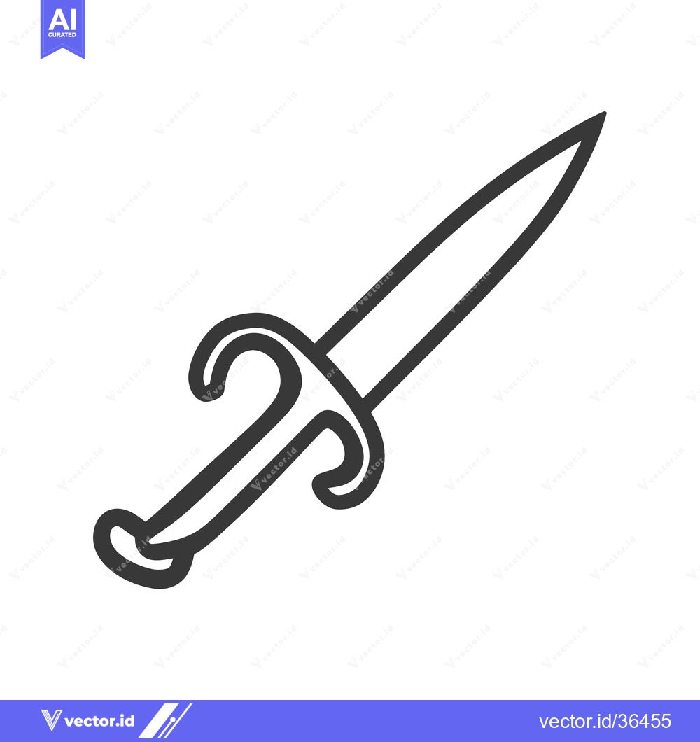 Premium Vector dari A simplistic line drawing depicting a medieval short dagger blade