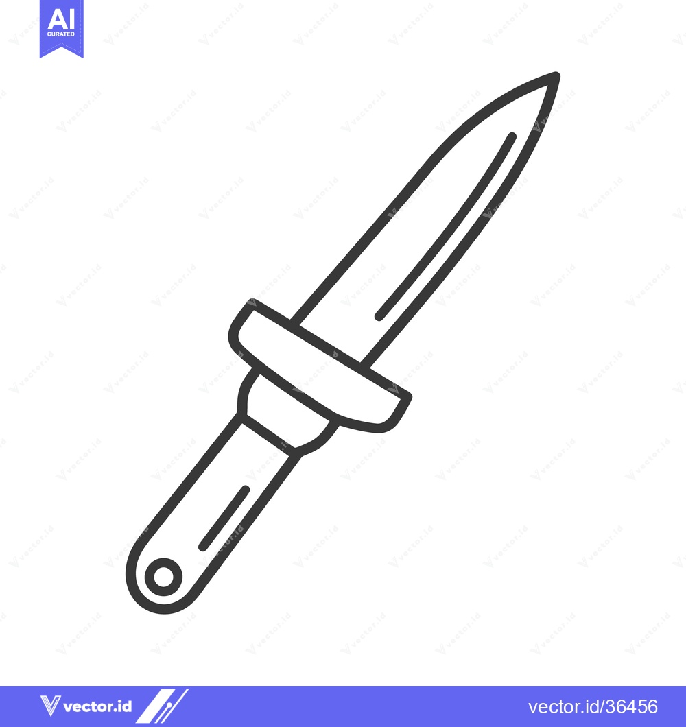 Premium Vector of A black and white illustration showing a simple dagger design