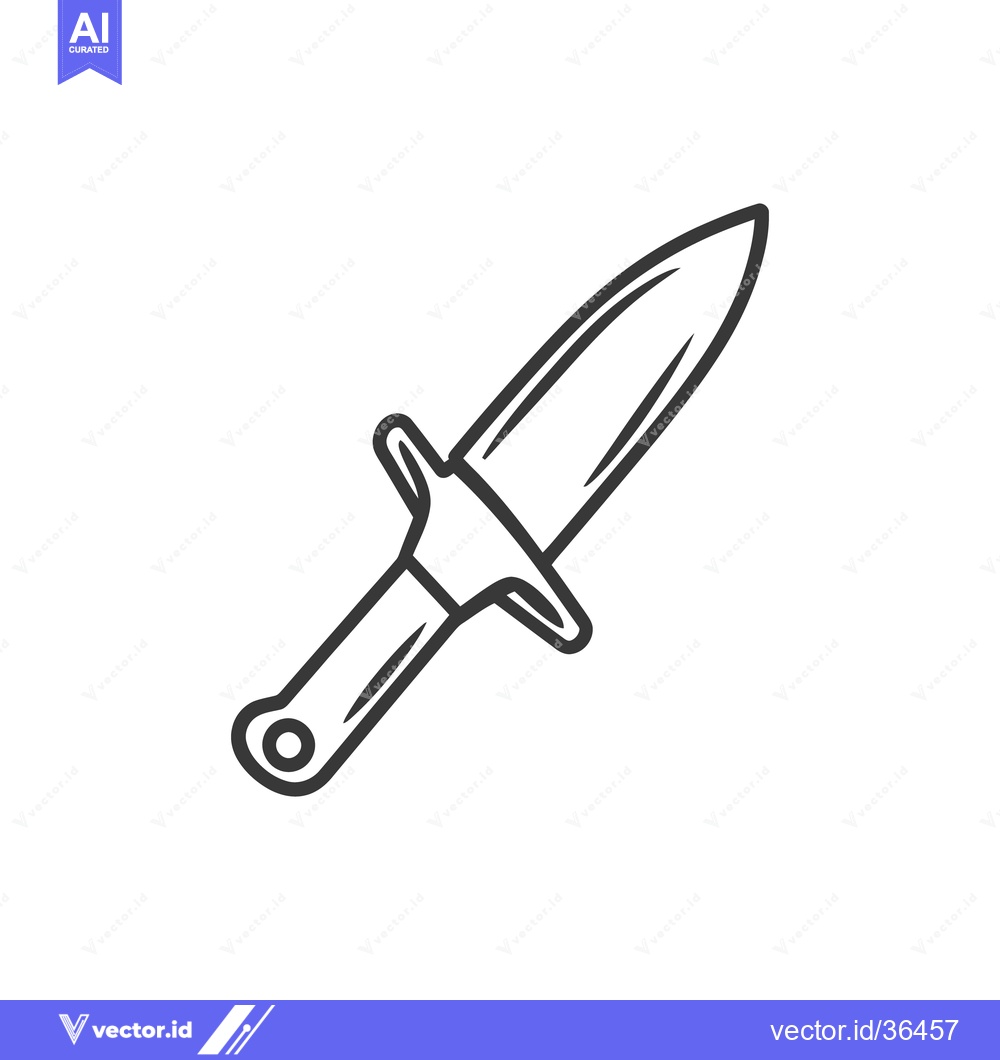 Premium Vector dari An illustrated black and white drawing of a dagger weapon