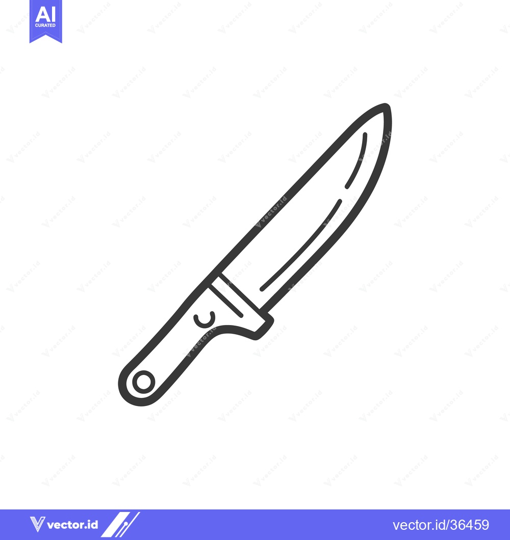 Premium Vector dari A detailed illustration depicts a kitchen knife on a white background