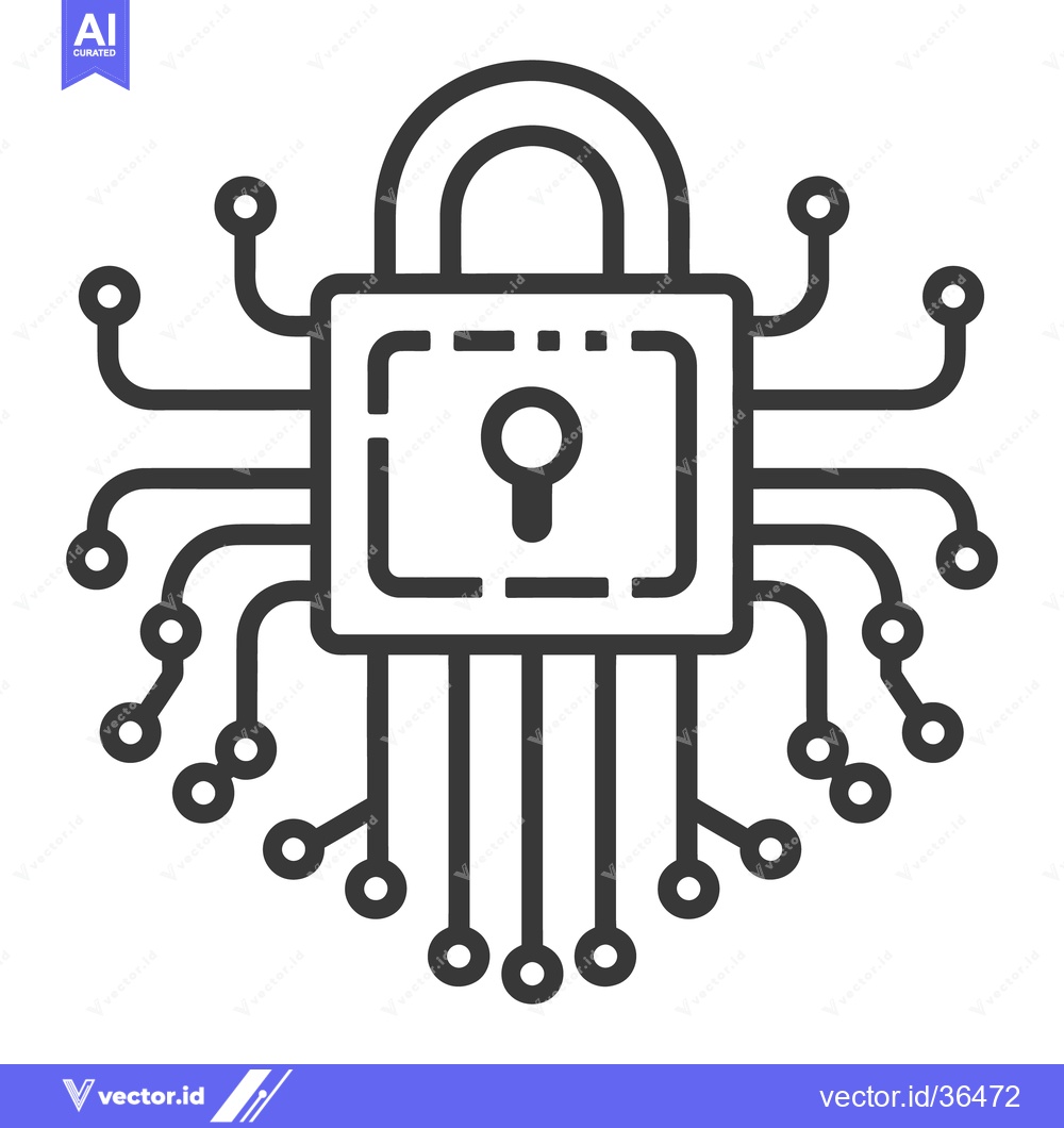 Premium Vector of An abstract graphic illustration of a circuit board and a lock