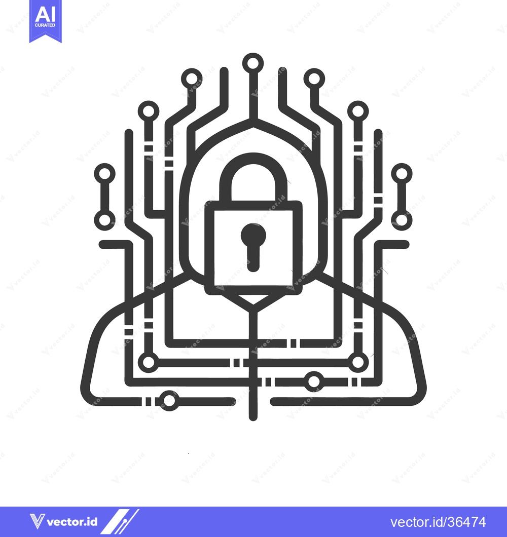 Premium Vector of A secure network personified by a digital circuit and lock