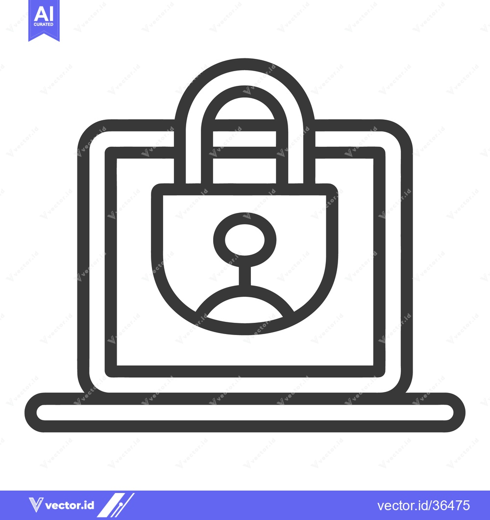 Premium Vector dari A stylized laptop computer with a privacy lock icon displayed