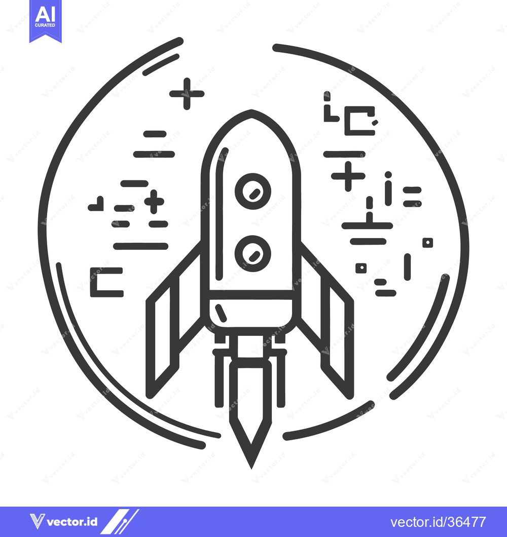 Premium Vector dari A vector graphic of a rocket inside of a circular frame