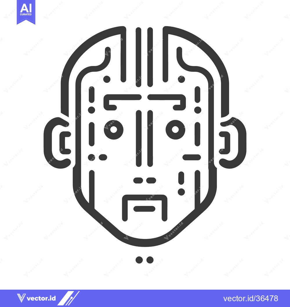 Premium Vector dari A simple line drawing depicting a face with ears and facial features