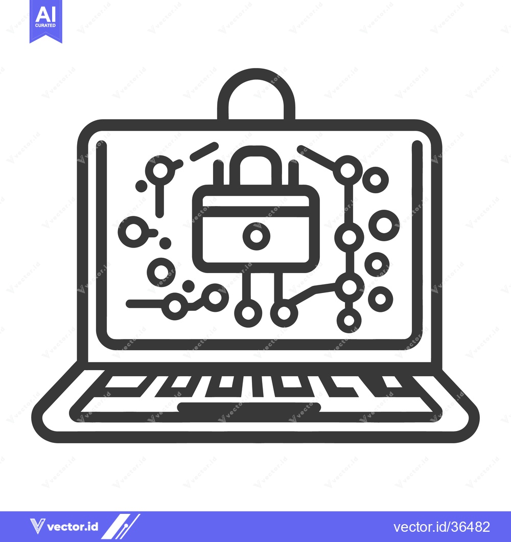 Premium Vector of A laptop depicting data security and network protection features visua