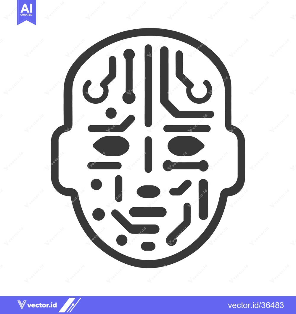 Premium Vector of A stylized illustration depicts a digital circuit board human face
