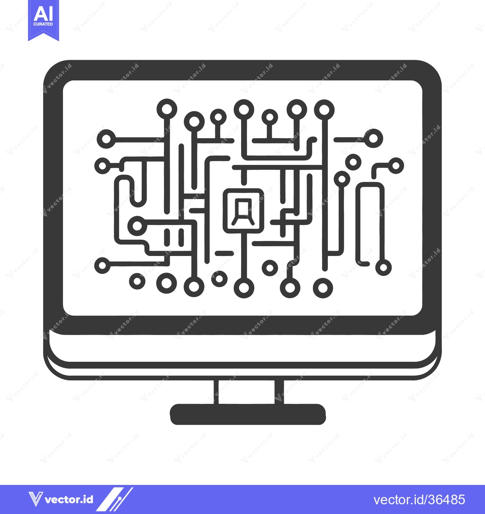 Premium Vector of A computer monitor displaying a complex circuit board design