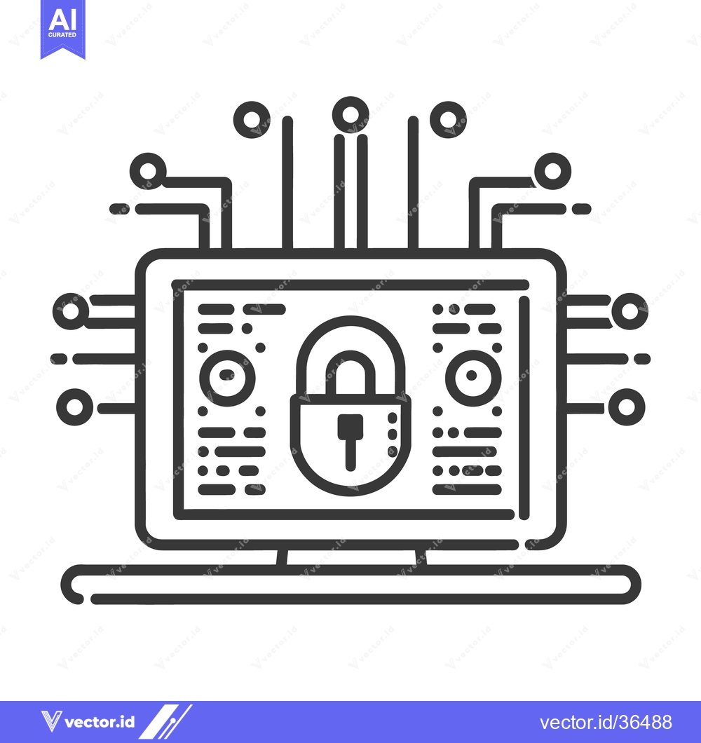 Premium Vector of Computer monitor displaying a lock illustrating digital data protectio