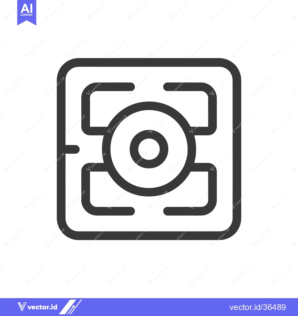 Premium Vector of A square icon featuring a central circular object and internal element