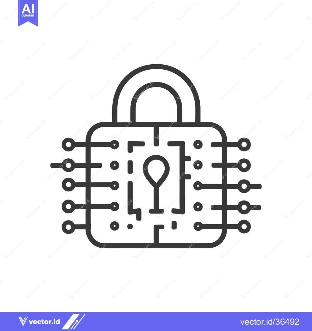 Premium Vector dari Cybersecurity icon depicting a padlock with a keyhole embedded within