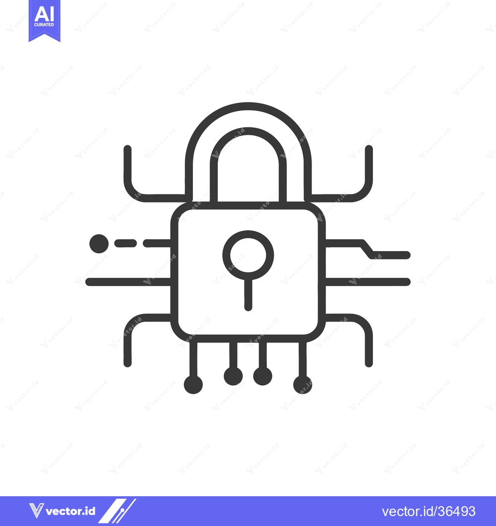 Premium Vector of Cybersecurity lock with integrated circuitry