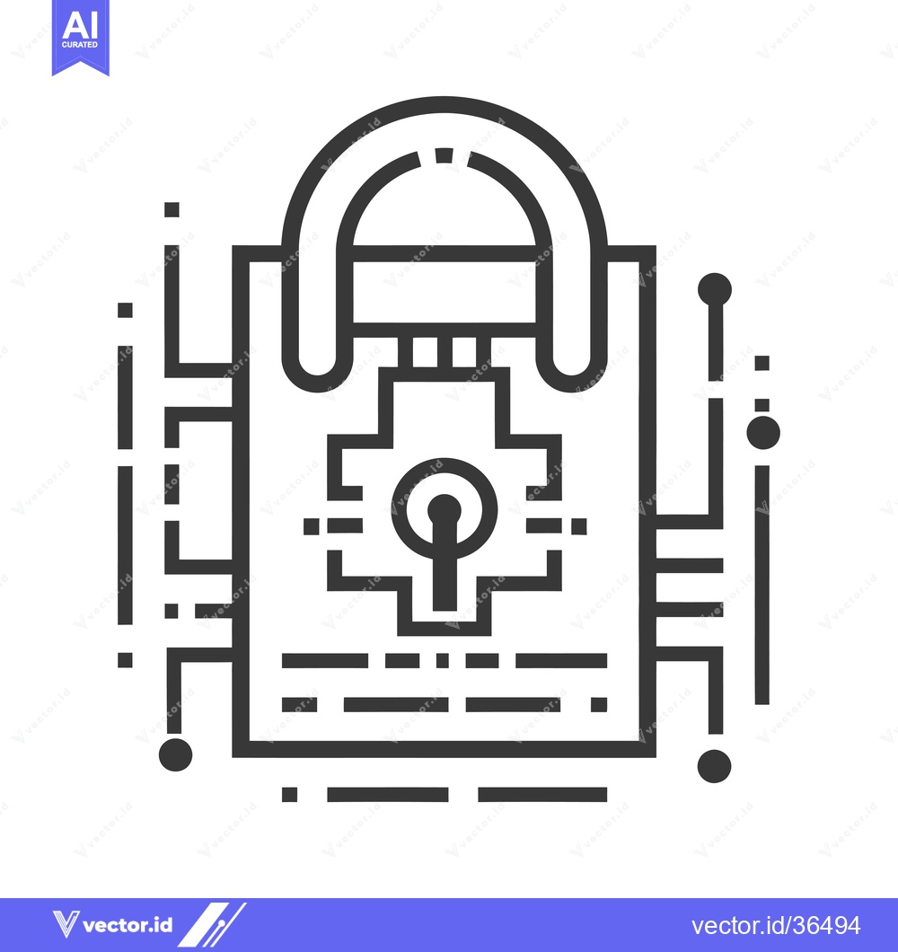 Premium Vector of Cyber Security System with a Padlock and Circuit Board Design