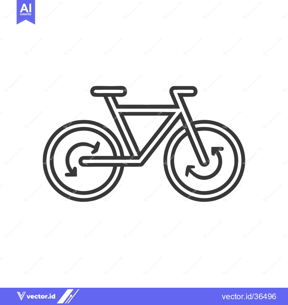 Premium Vector dari Minimalist Bicycle Icon with Circular Arrows, Black Outline on White B