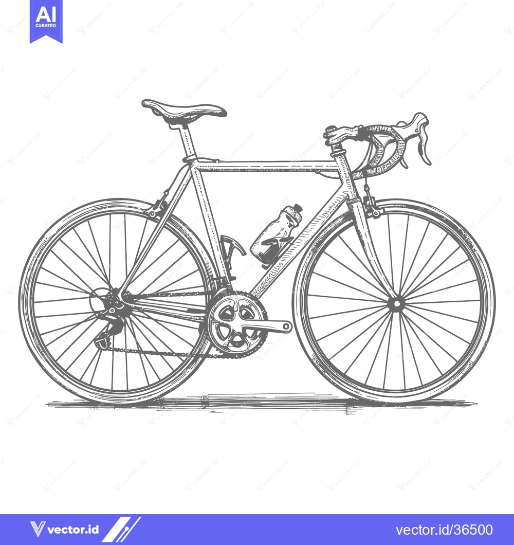 Premium Vector dari A detailed grayscale illustration depicting a road bicycle on display