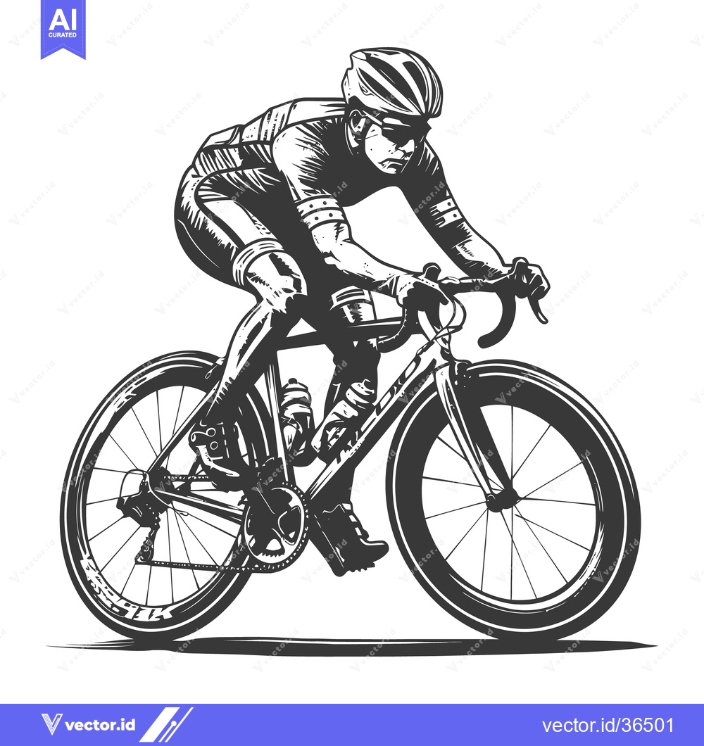 Premium Vector dari A cyclist is riding their bicycle on a road in graphic illustration