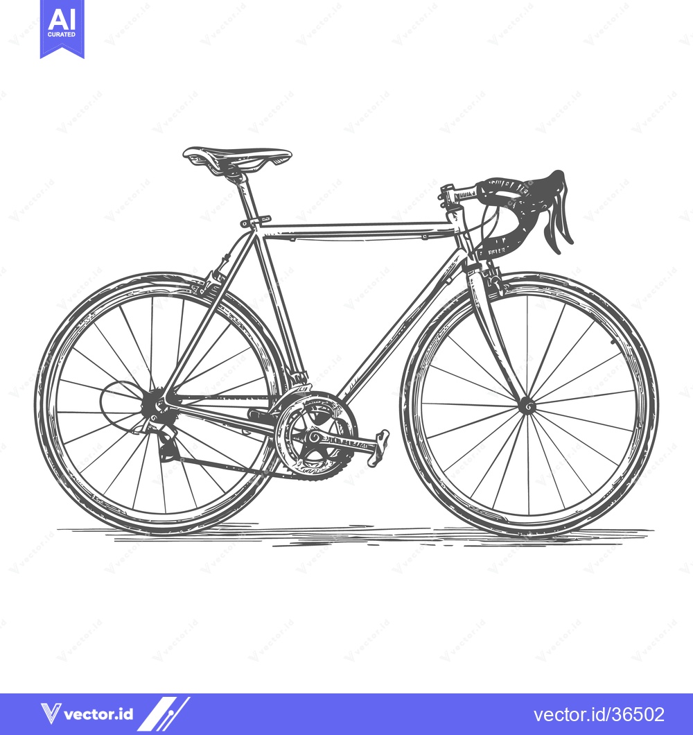 Premium Vector of A detailed monochrome illustration of a bicycle shown in profile view