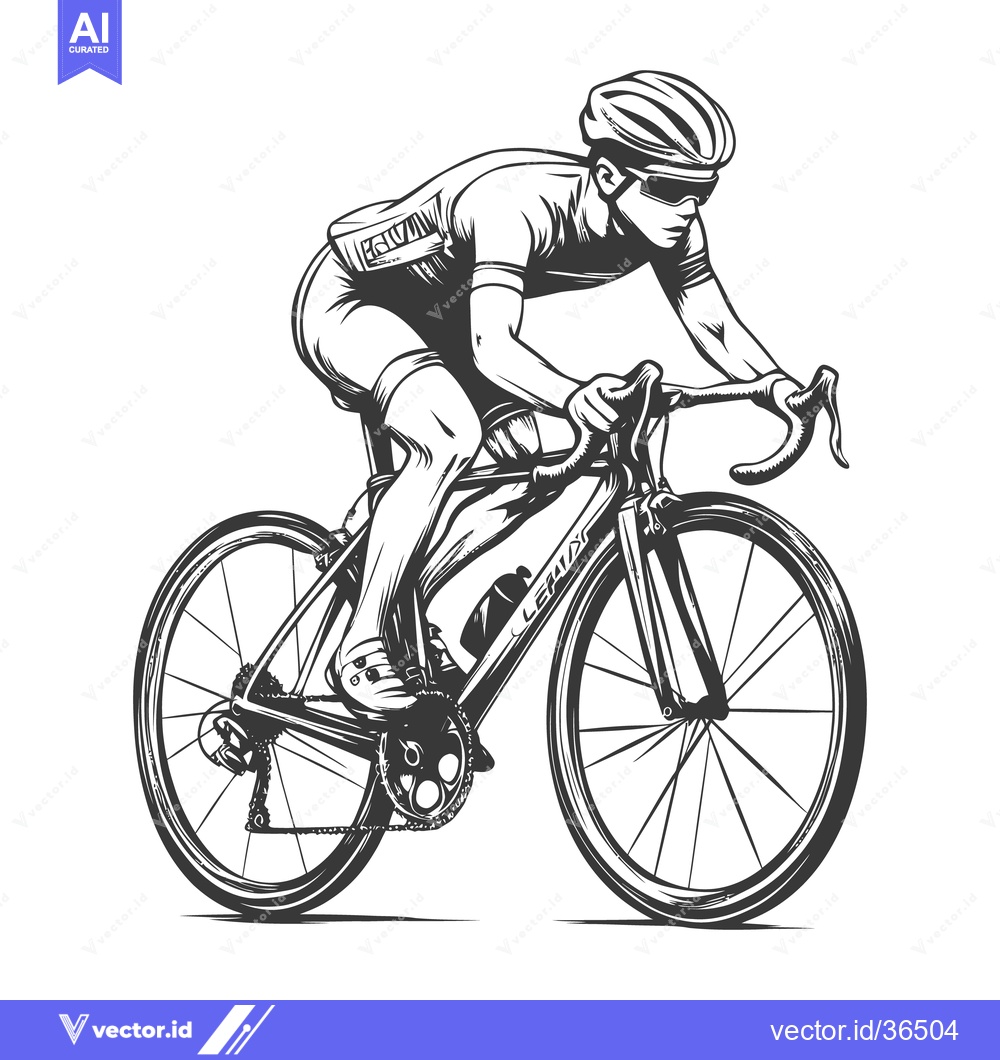 Premium Vector of A cyclist wearing a helmet is riding a road bicycle in motion