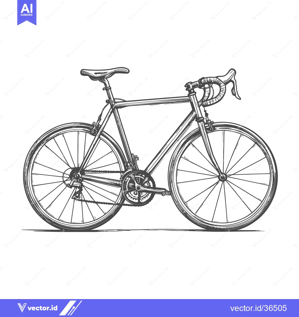 Premium Vector dari A detailed monochrome illustration depicts a sleek road bicycle