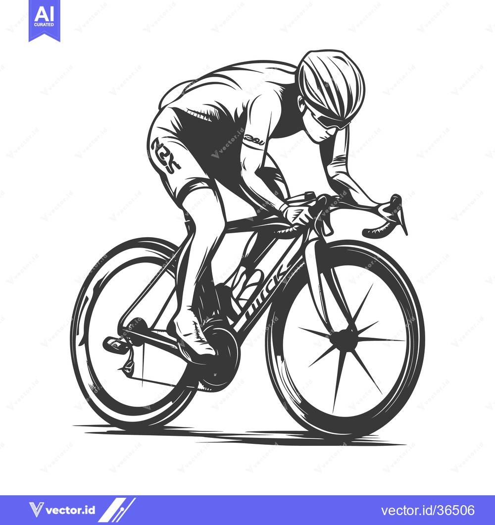Premium Vector dari Cyclist riding a bicycle with great speed and focus on performance