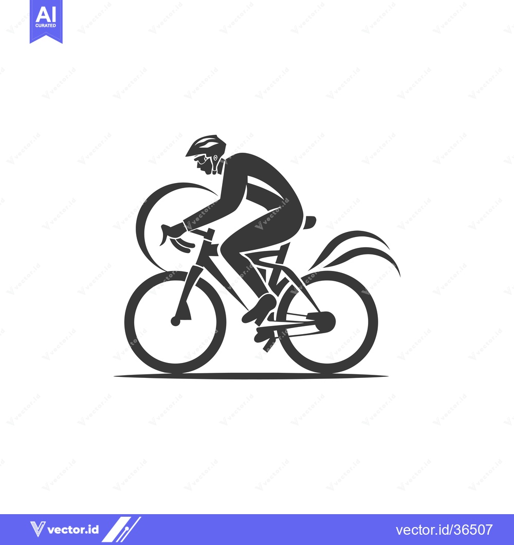 Premium Vector of Cyclist in Full Gear Riding a Bicycle