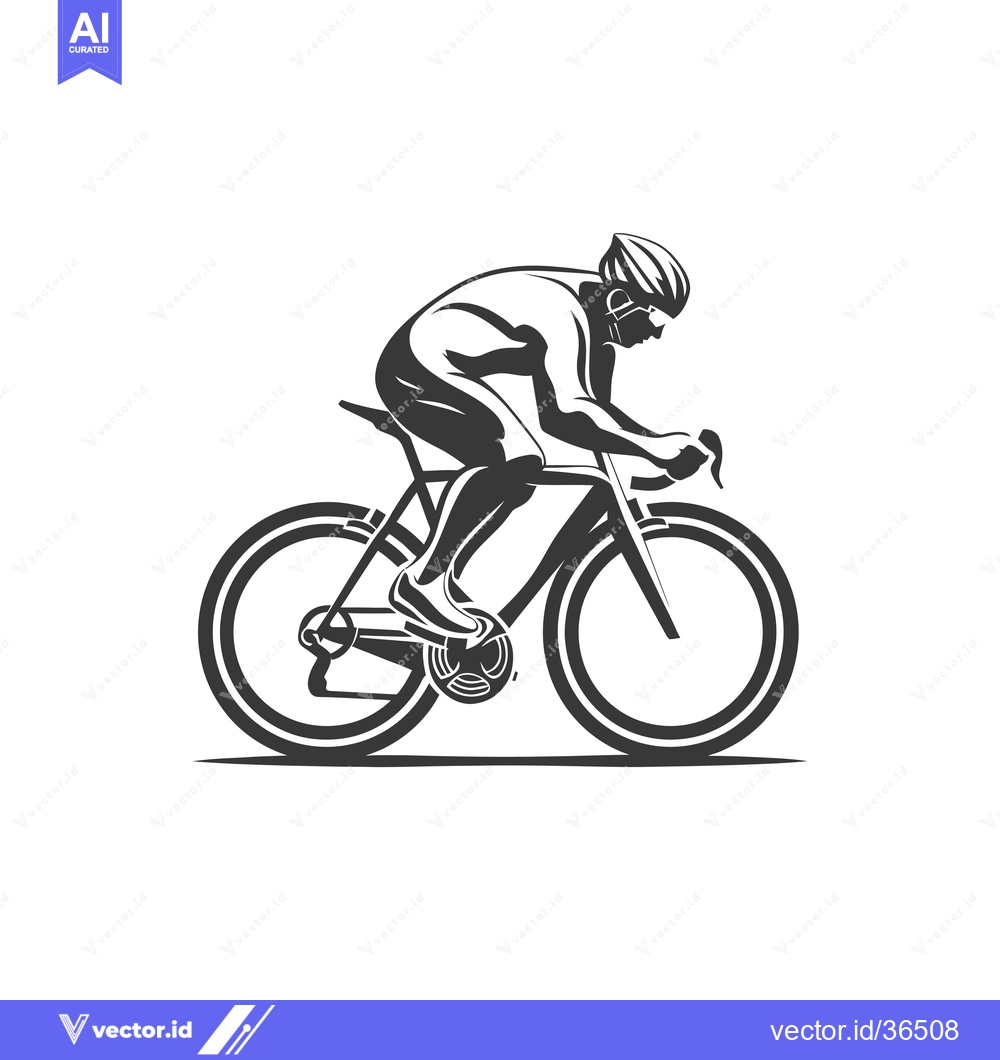 Premium Vector dari Cyclist in Full Racing Stance on a Road Bike