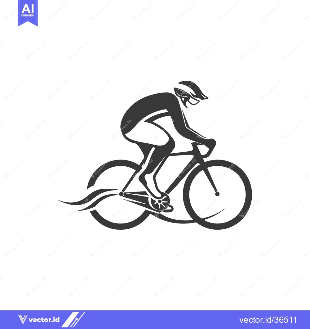 Premium Vector dari Cyclist in Motion with Helmet and Blurred Background