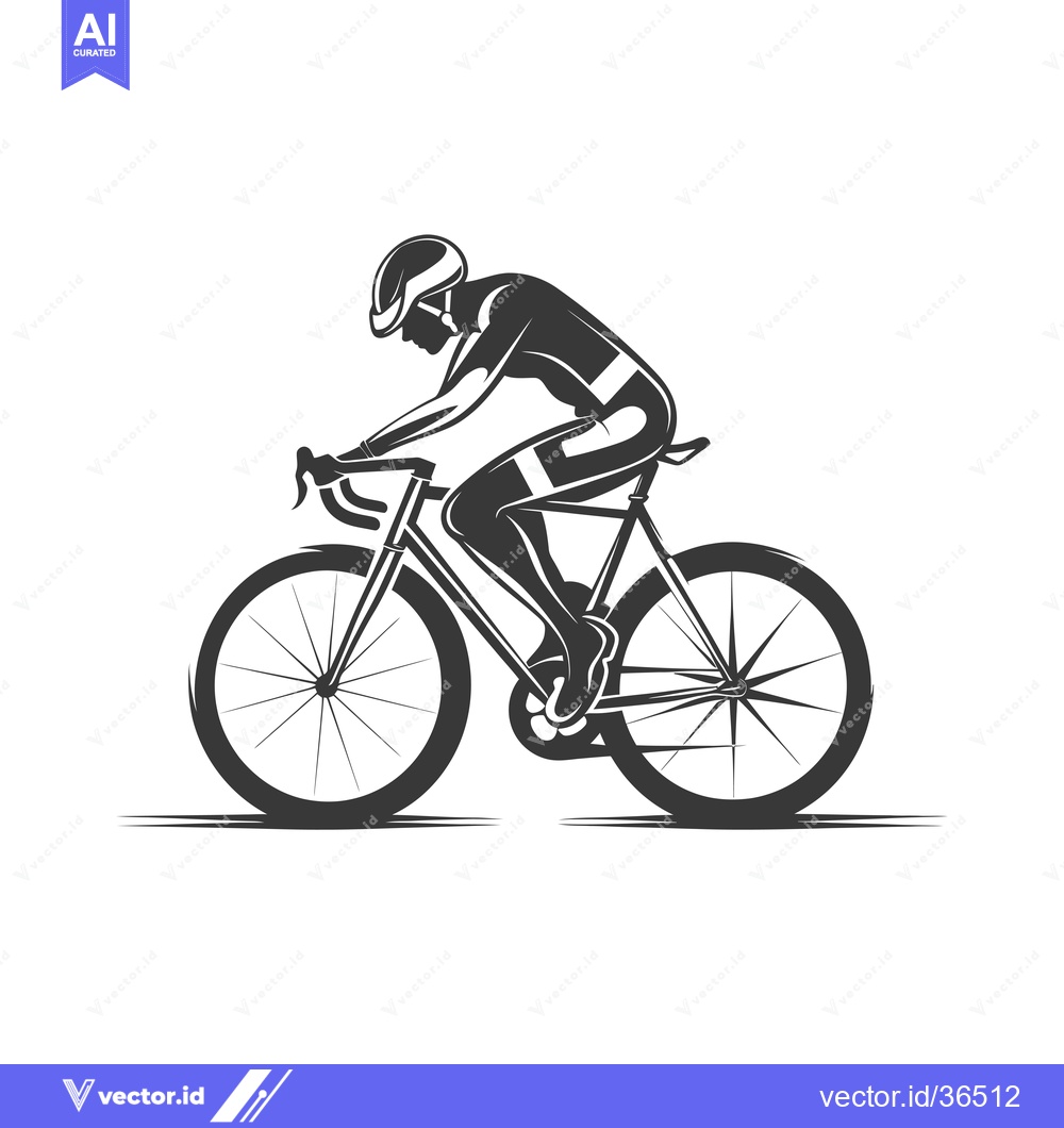 Premium Vector of Cyclist Riding a Road Bike in Silhouette