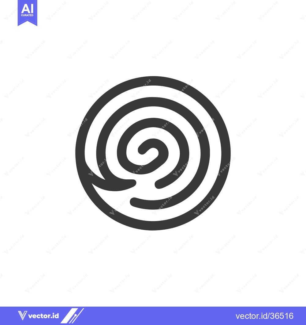 Premium Vector of Circular Labyrinth: Minimalist Black Line Art on White Background, Arr