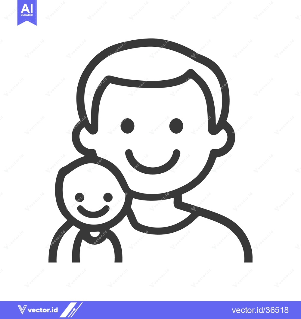 Premium Vector of A simple illustration of a father holding a small baby