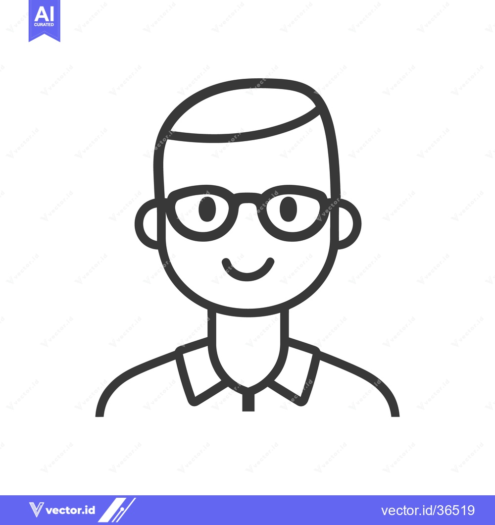 Premium Vector of A simple graphic illustration of a smiling person with glasses