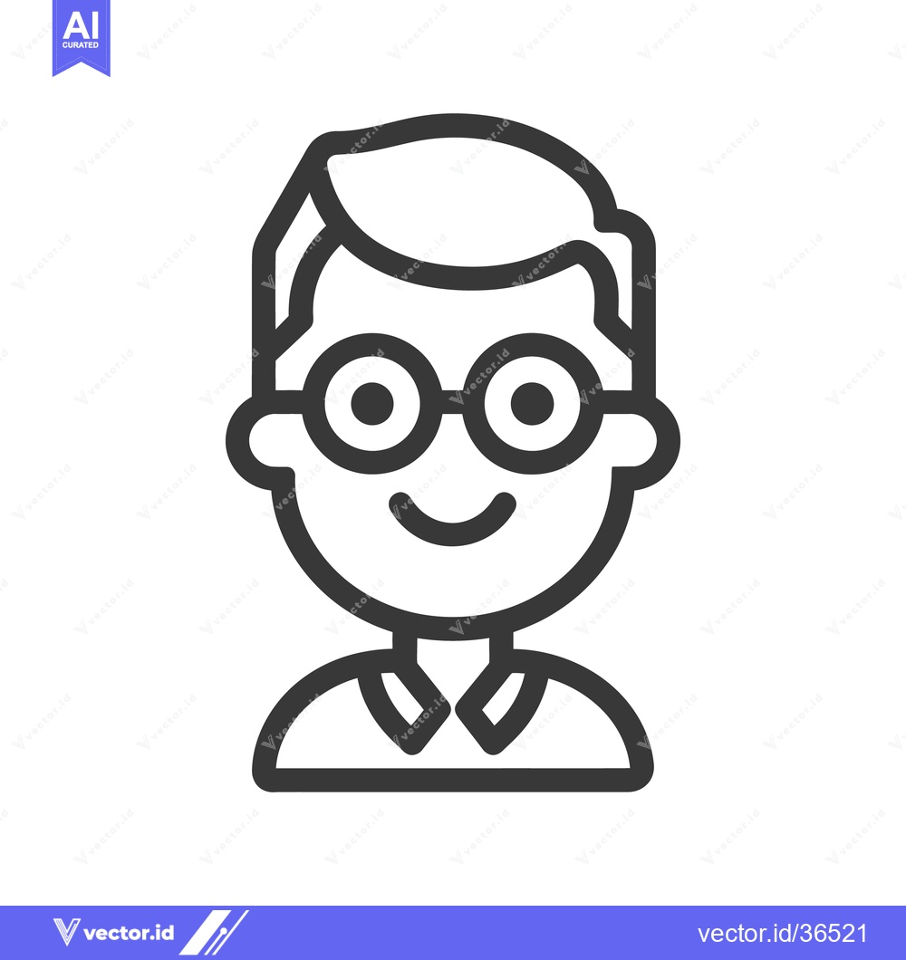 Premium Vector of A simple smiling person wearing eyeglasses with a clean haircut