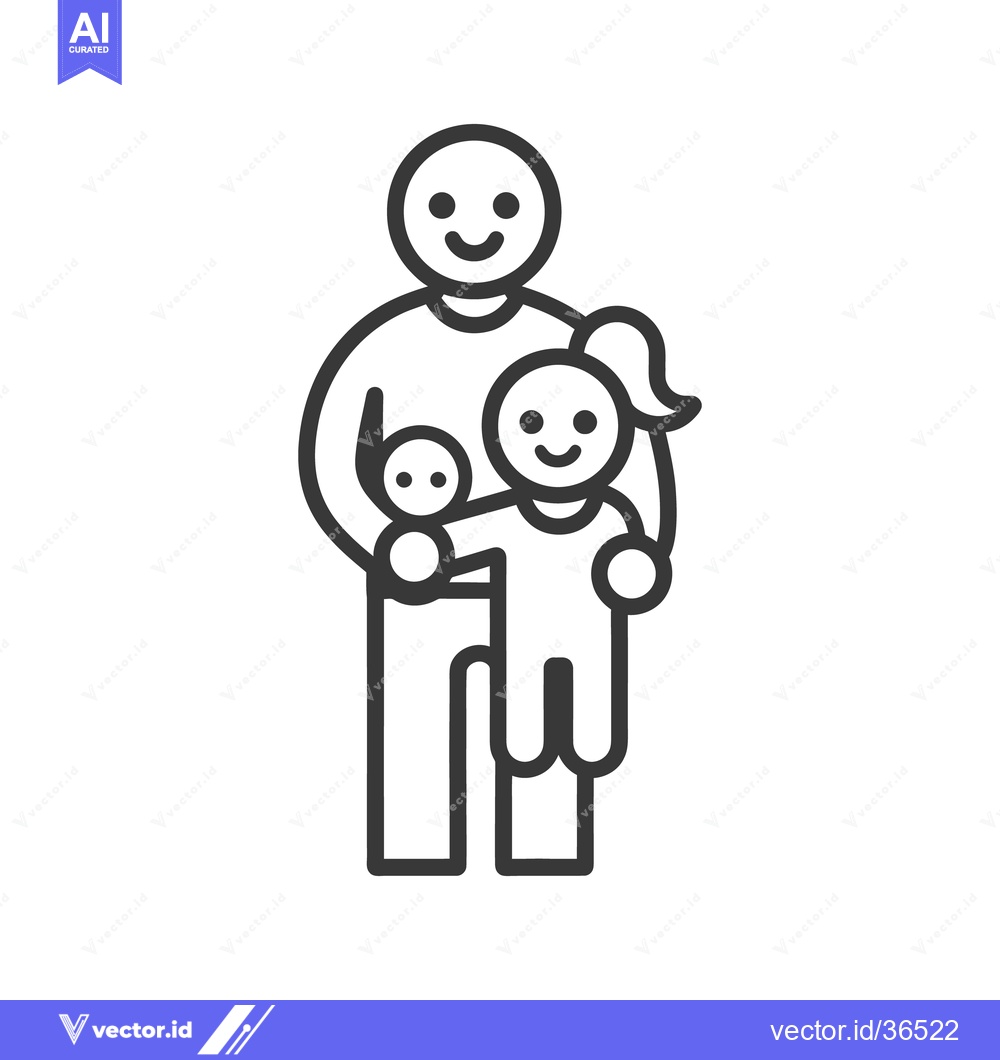 Premium Vector dari A smiling parent embracing two children as a family unit