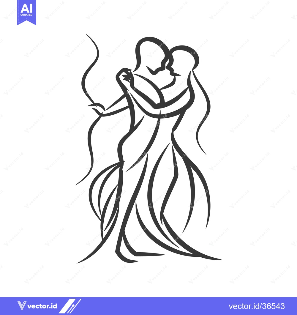 Premium Vector dari Two people embracing and dancing in a graceful position