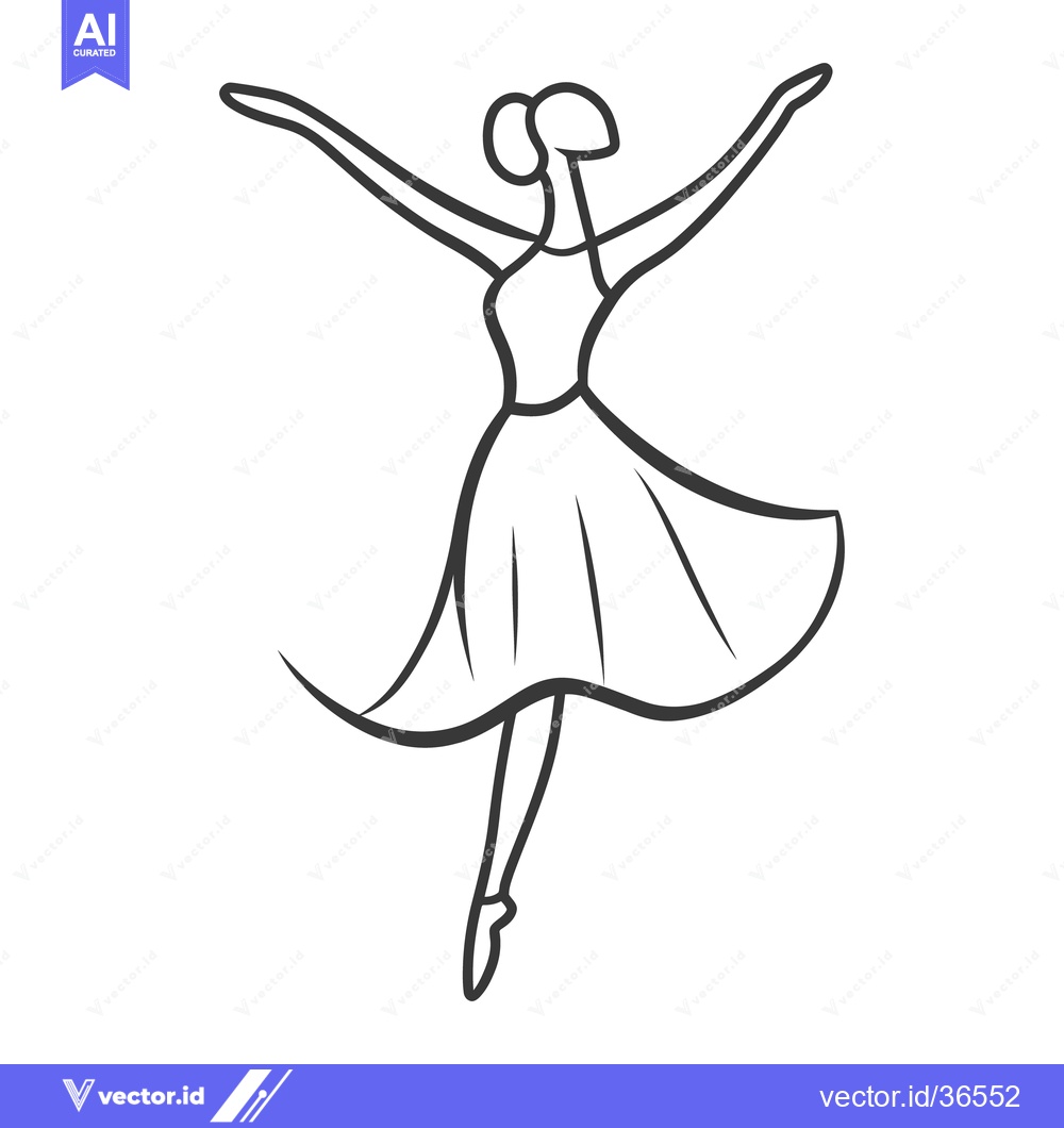 Premium Vector dari The Black And White Outline Depicts A Graceful Ballerina Posing