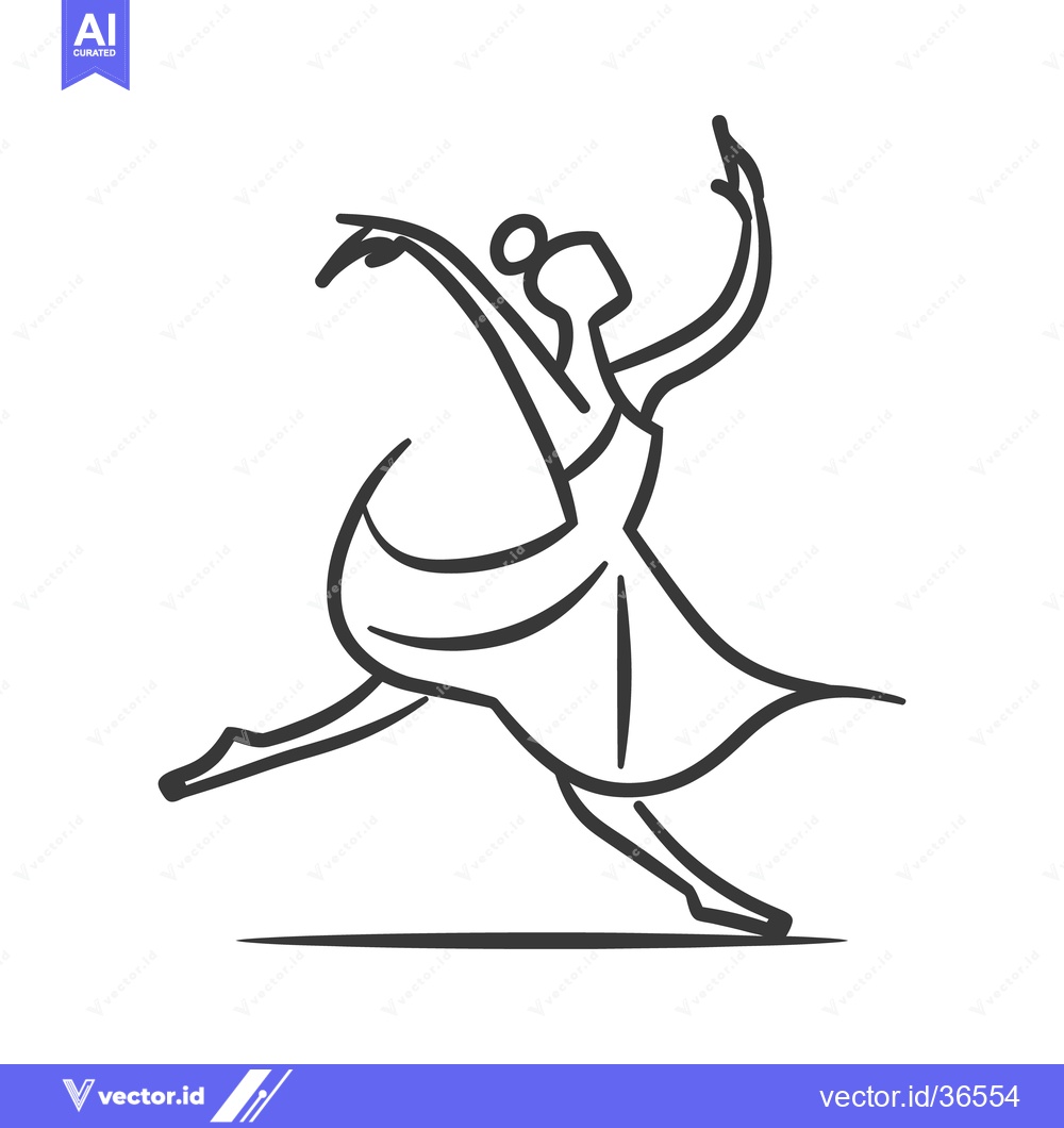 Premium Vector dari A line drawing depicts a graceful ballet dancer in motion