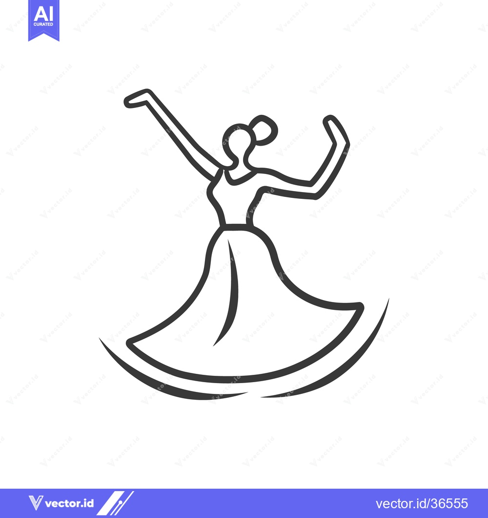 Premium Vector of A stylized graphic depicting a woman dancing gracefully in a swirling
