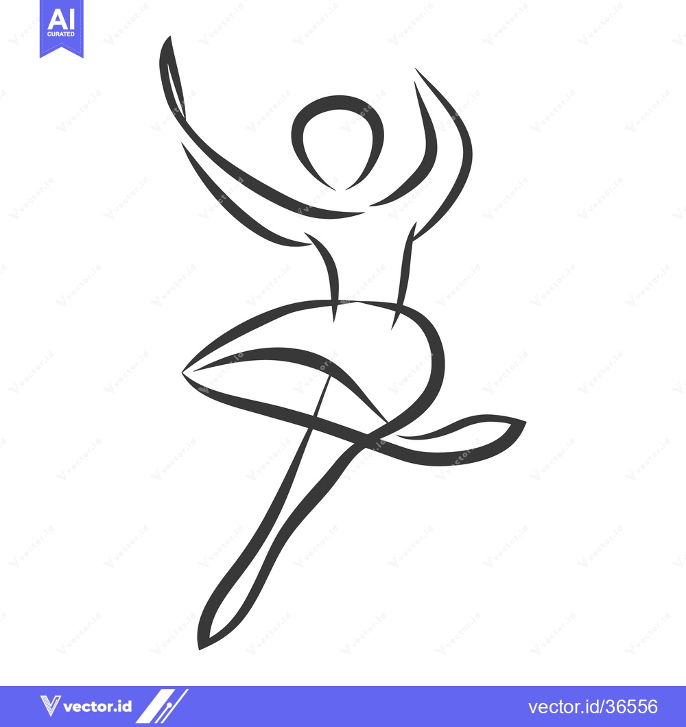 Premium Vector of Simple black and white line drawing of a ballerina dancing