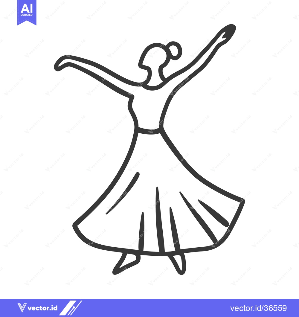 Premium Vector of A simple line drawing of a woman dancing gracefully with arms raised