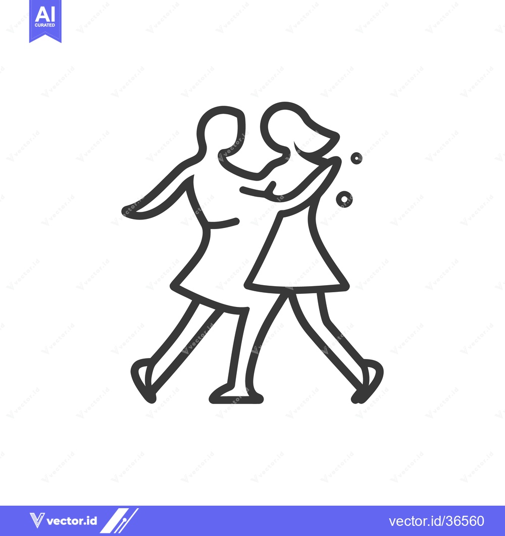 Premium Vector dari Two figures dancing closely together in a simple black and white line