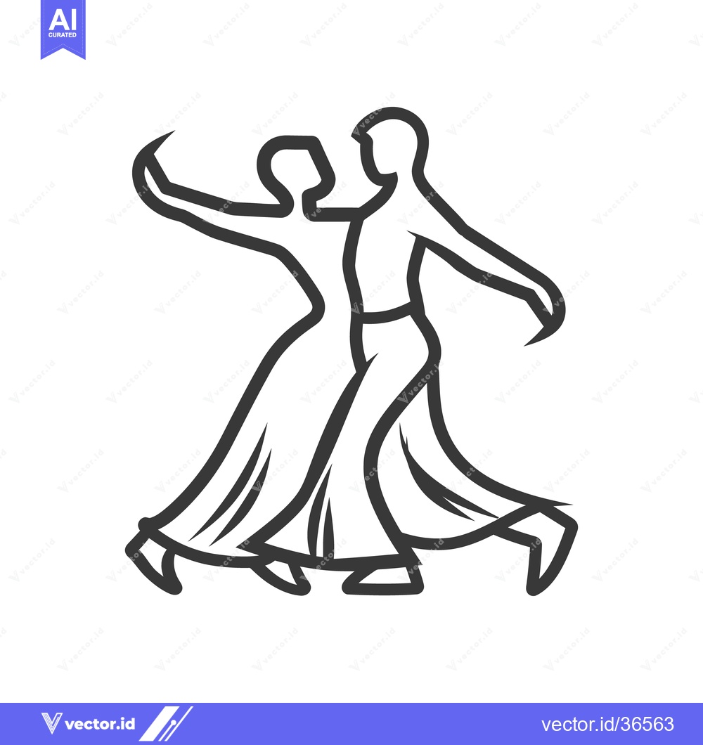 Premium Vector of A stylized line art image depicting a dancing couple