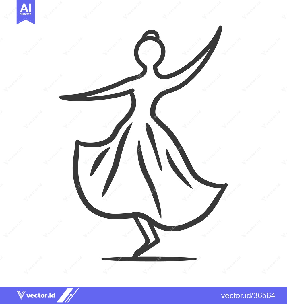 Premium Vector dari An elegant silhouette of a woman dancing gracefully on one foot