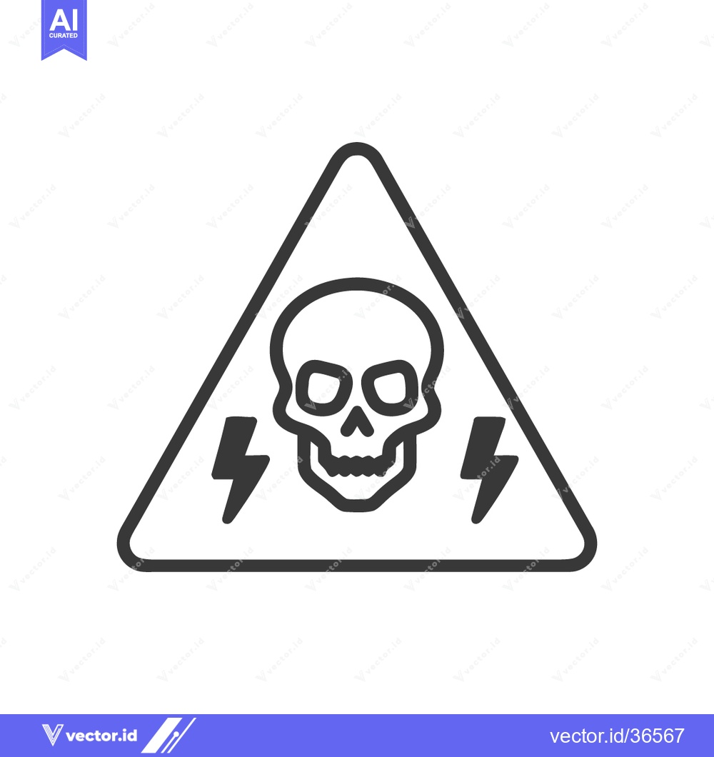 Premium Vector dari High Voltage Hazard: Skull and Lightning Bolt Warning Sign Illustratio