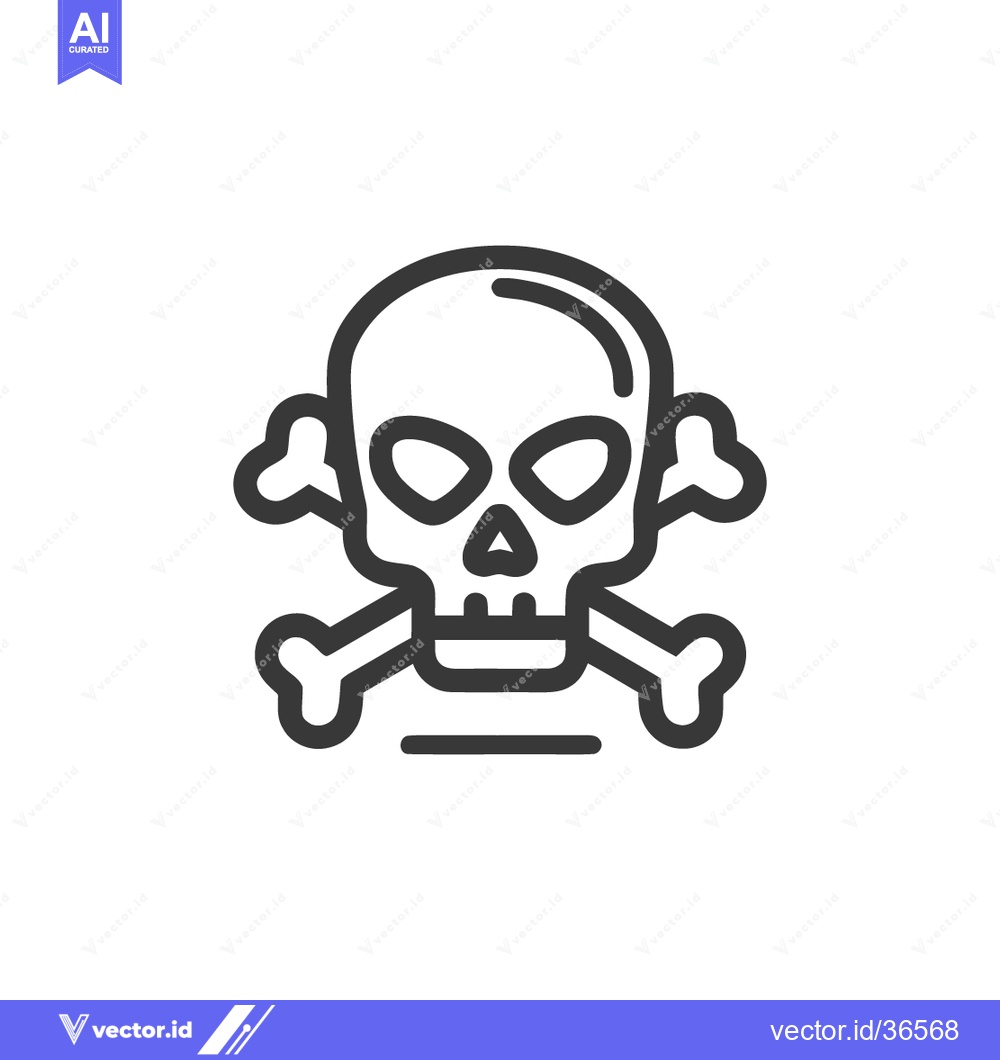 Premium Vector dari Minimalist Skull and Crossbones Icon: Bold Outline on White Background