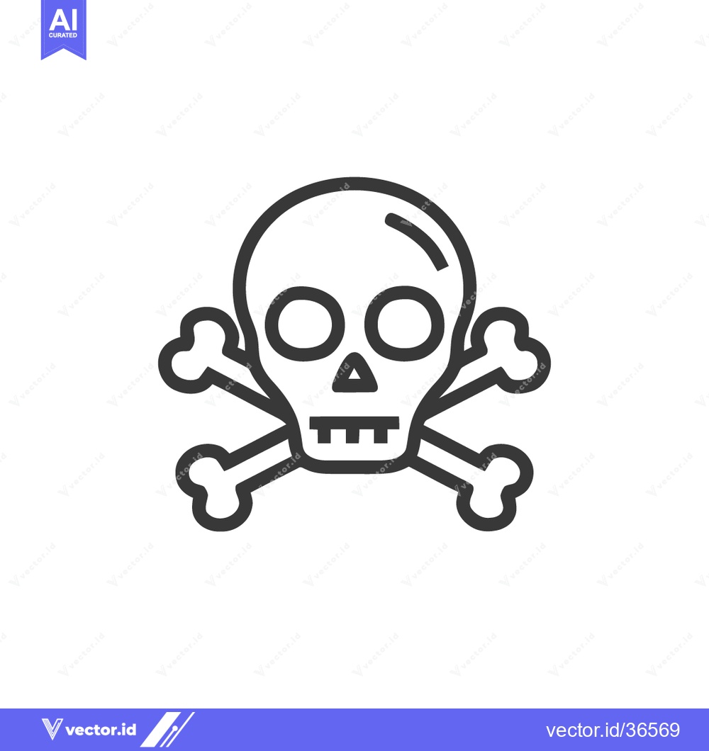 Premium Vector of Minimalist Skull and Crossbones Icon on White Background