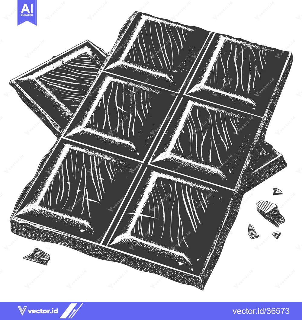 Premium Vector of Delicious Dark Chocolate Bar Broken Into Pieces