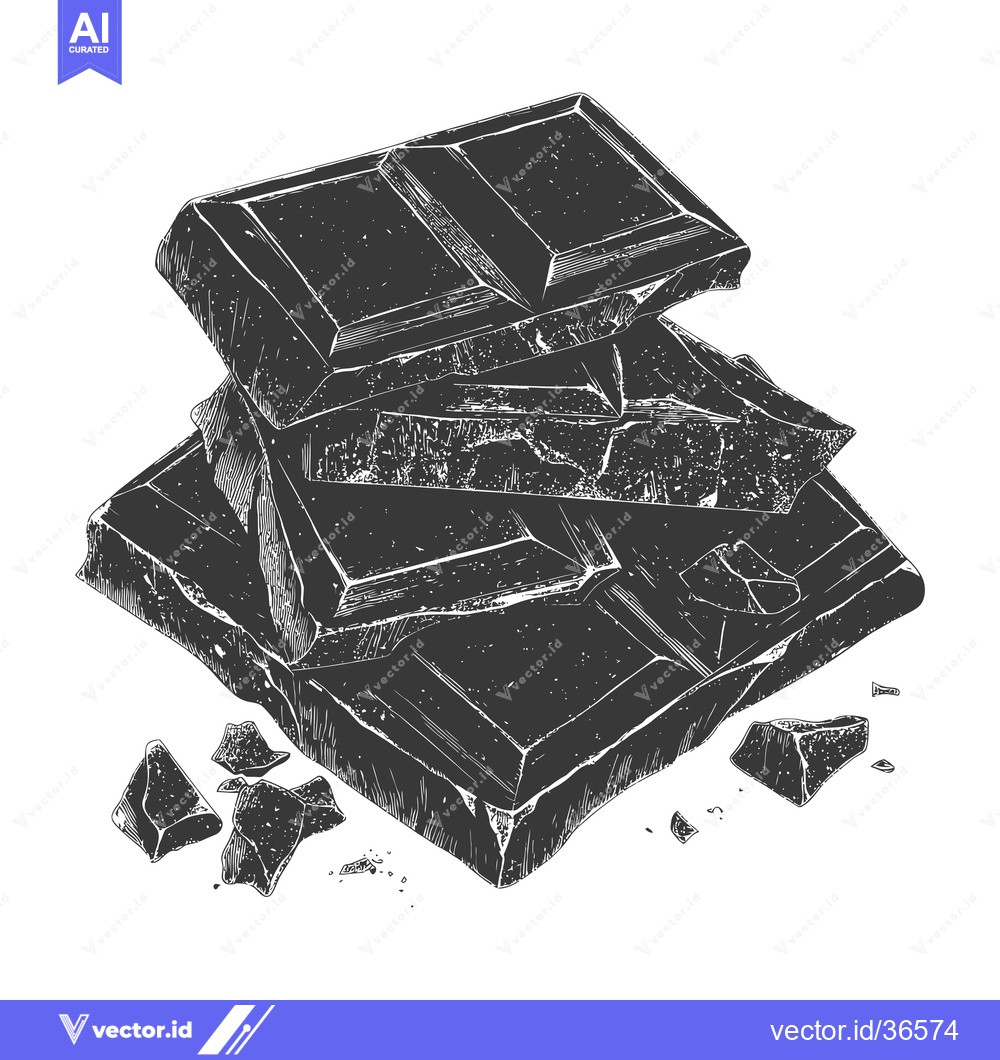 Premium Vector of Broken Dark Chocolate Pieces Stacked High